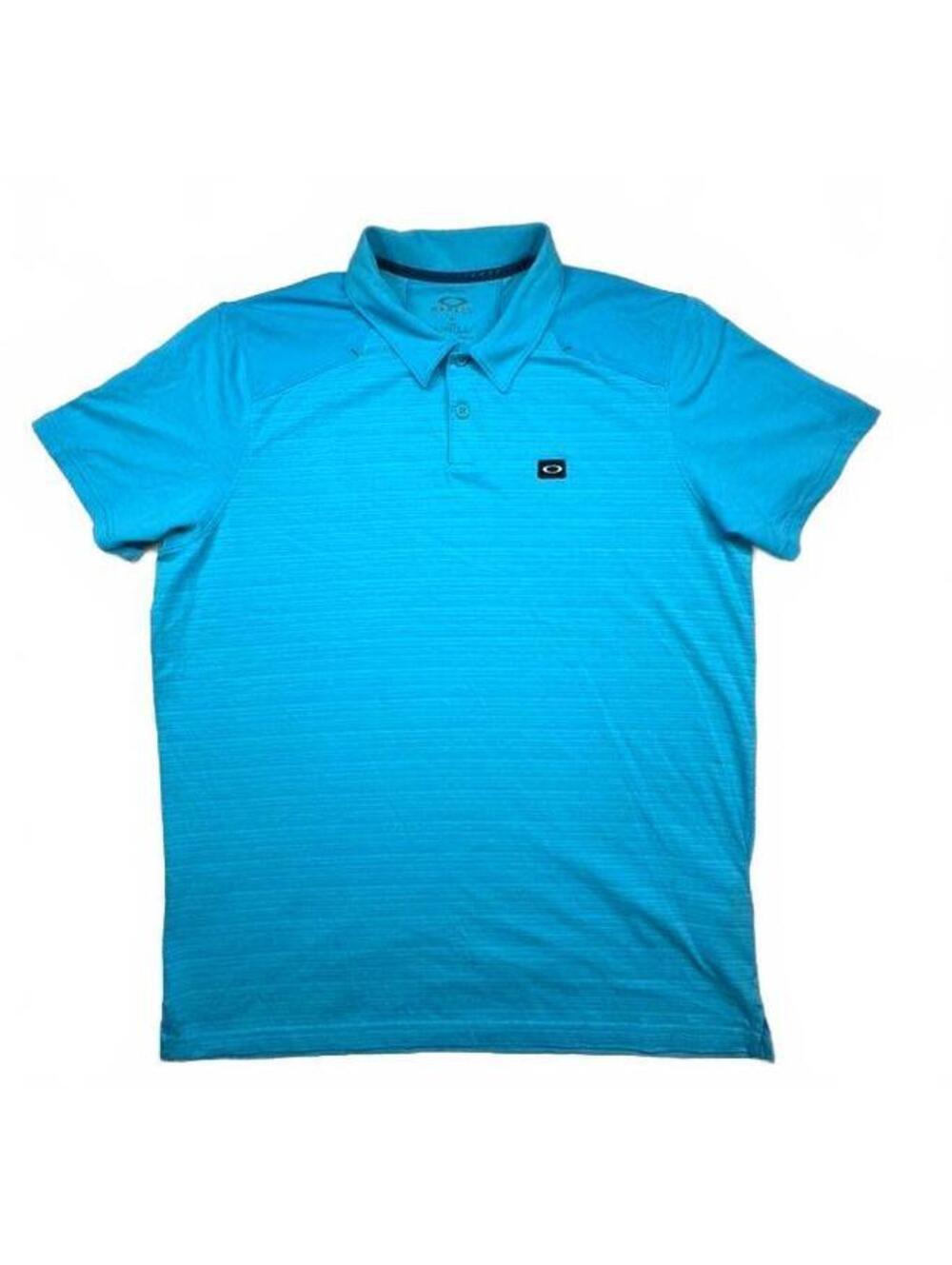 Oakley Men's Polo Shirt Lot of 2 - Blue and Navy Performance Golf Shirts Size L